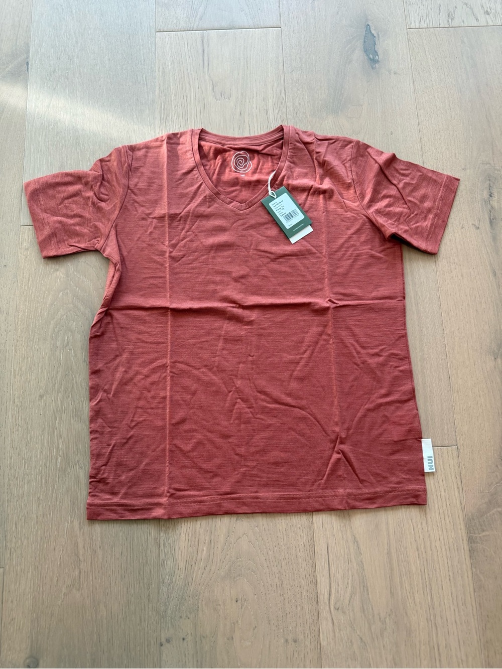 Nui Kids Plunge Tee in Salmon wool/tencel blend NWT